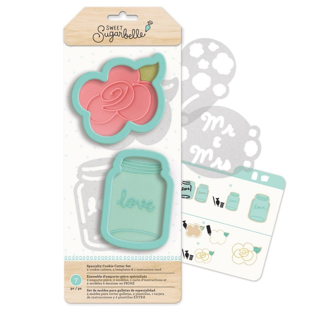 Sweet Sugarbelle Flower Retro Kitchen Mason Jar Cookie Cutter Templet Set